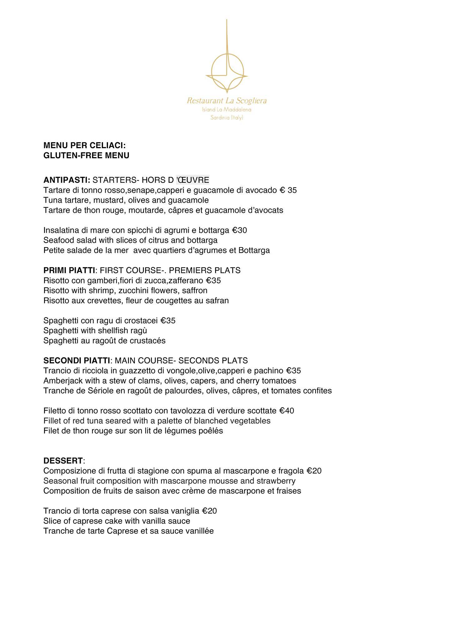 ristorante la scogliera la maddalena