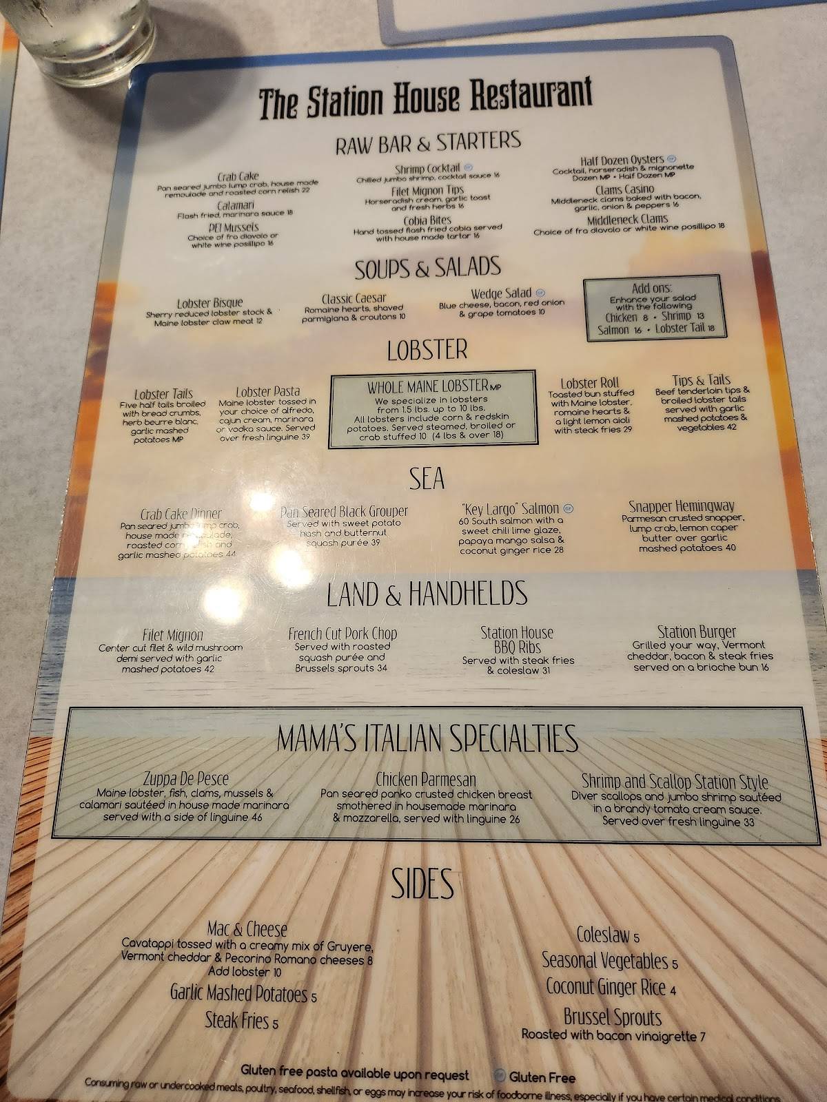 Menu at The Station House Restaurant, Lantana