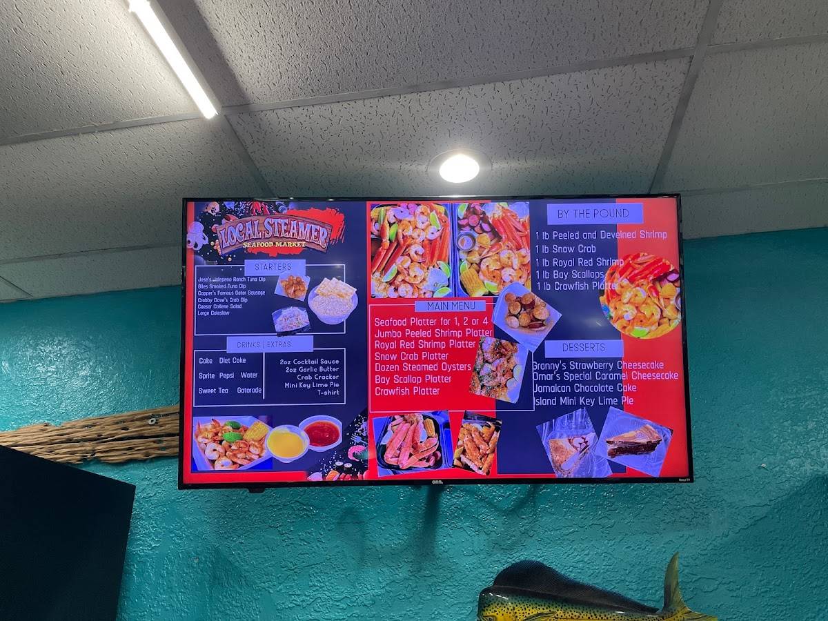 Menu at Local Steamer Seafood Market restaurant, Panama City Beach