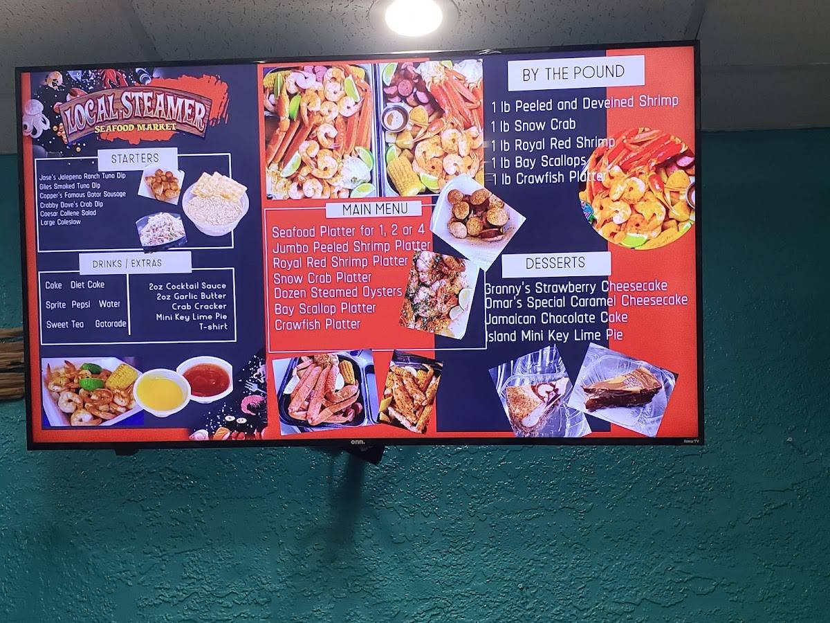 Menu at Local Steamer Seafood Market restaurant, Panama City Beach
