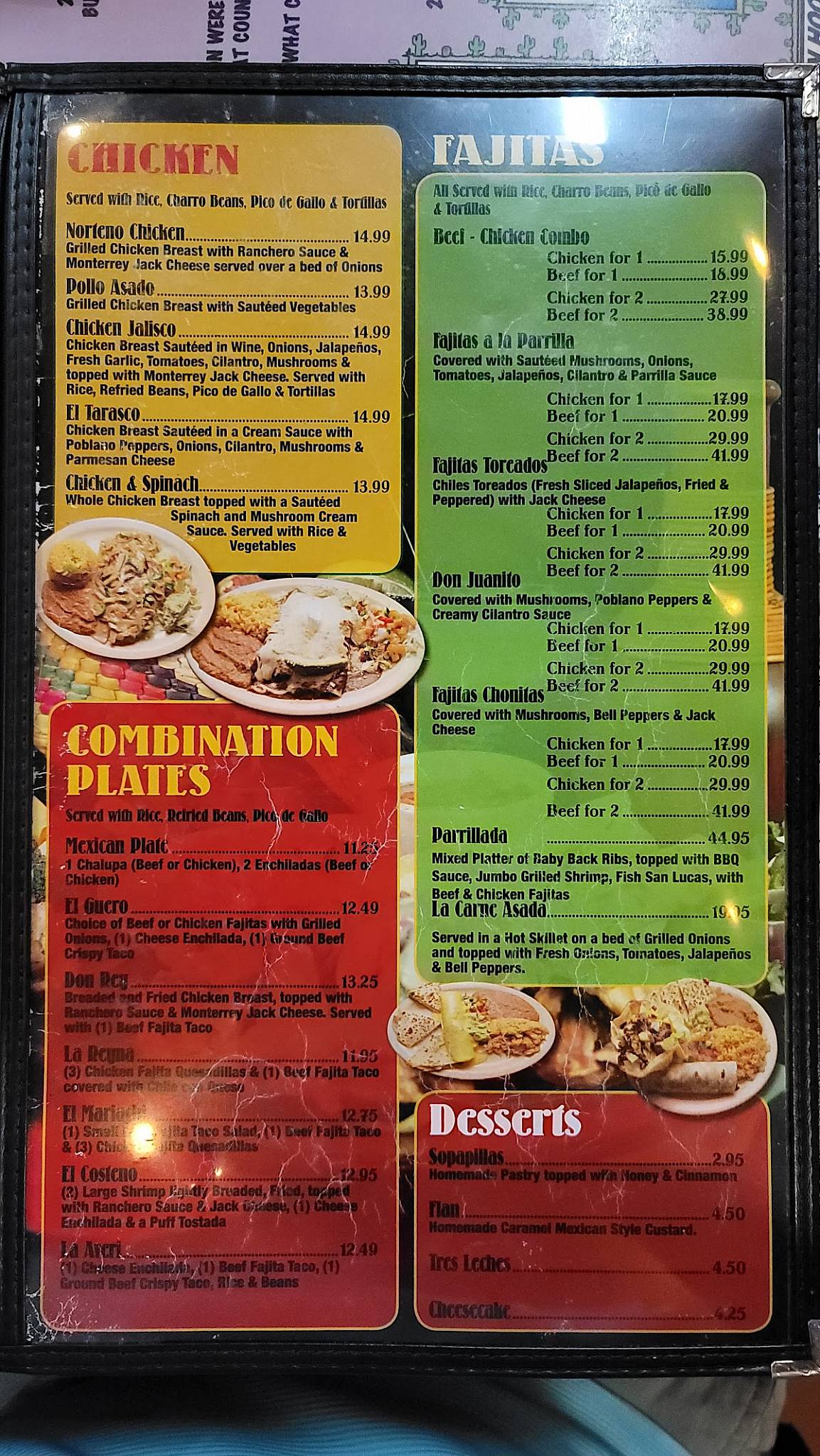 Menu at Los Comales restaurant, Rockport