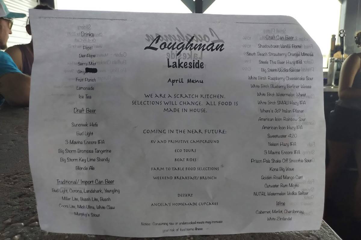 Menu at Loughman Lakeside Restaurant, Mims