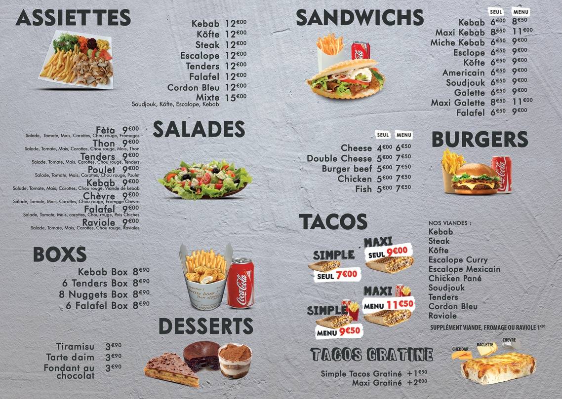 Menu at Mabel Kebab Tacos Pont-de-lIsère restaurant, Pont-de-lIsère