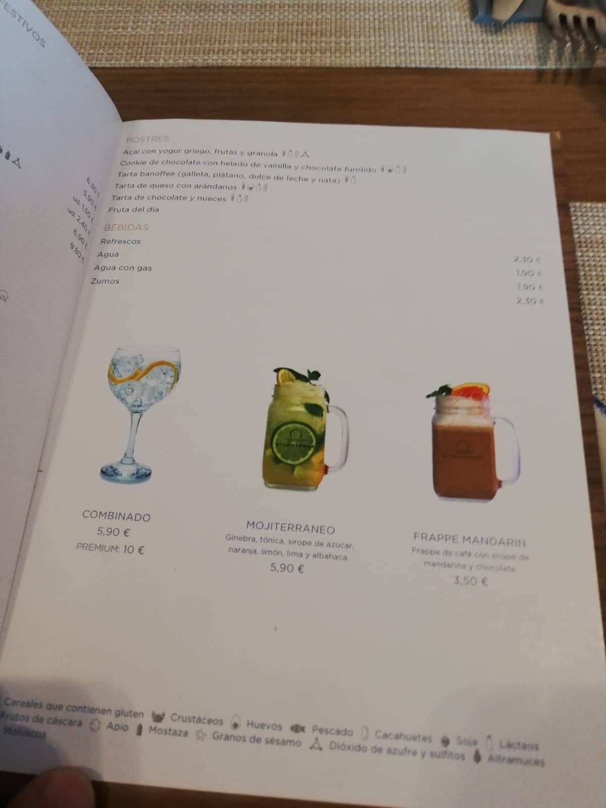 Carta del restaurante Saona Las Tablas, Madrid, Paseo Tierra del Melide