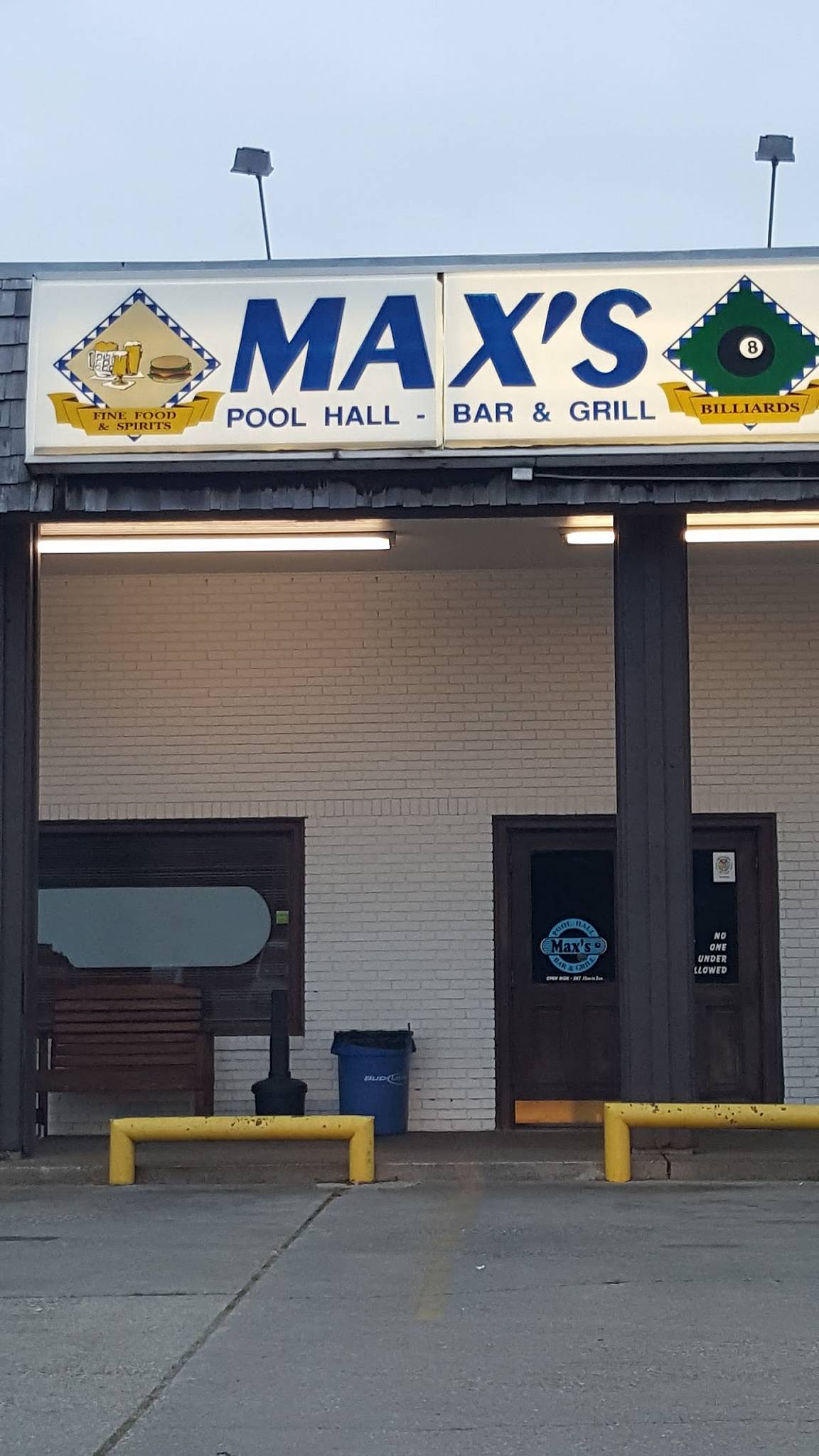 Menu at Max's Pool Hall pub & bar, Lafayette