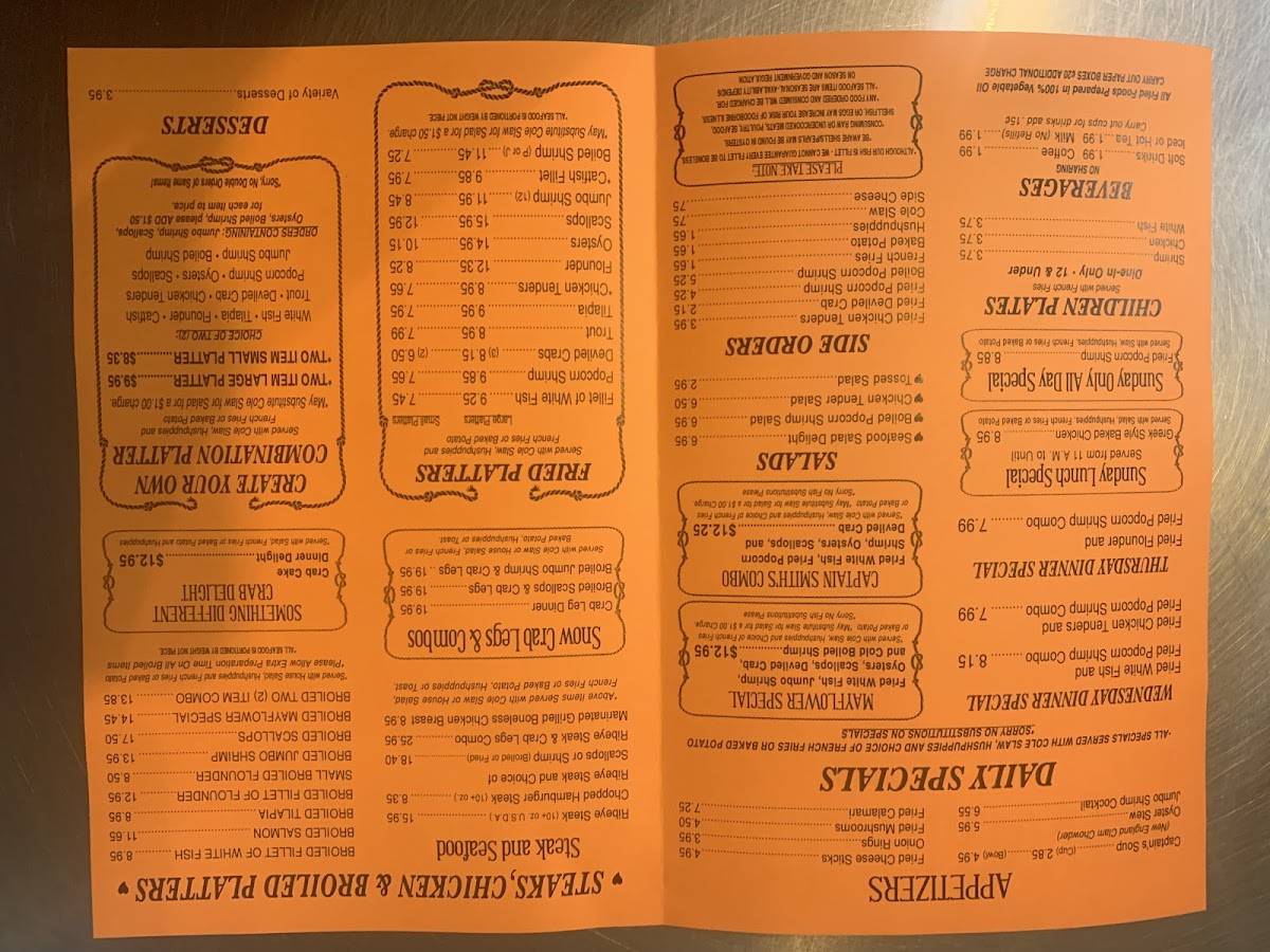 Menu at Mayflower Seafood Restaurant, Danville
