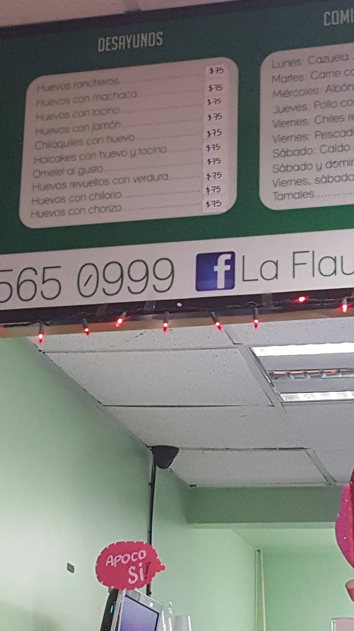 Carta de Restaurante La Flauta de Oro, Mexicali