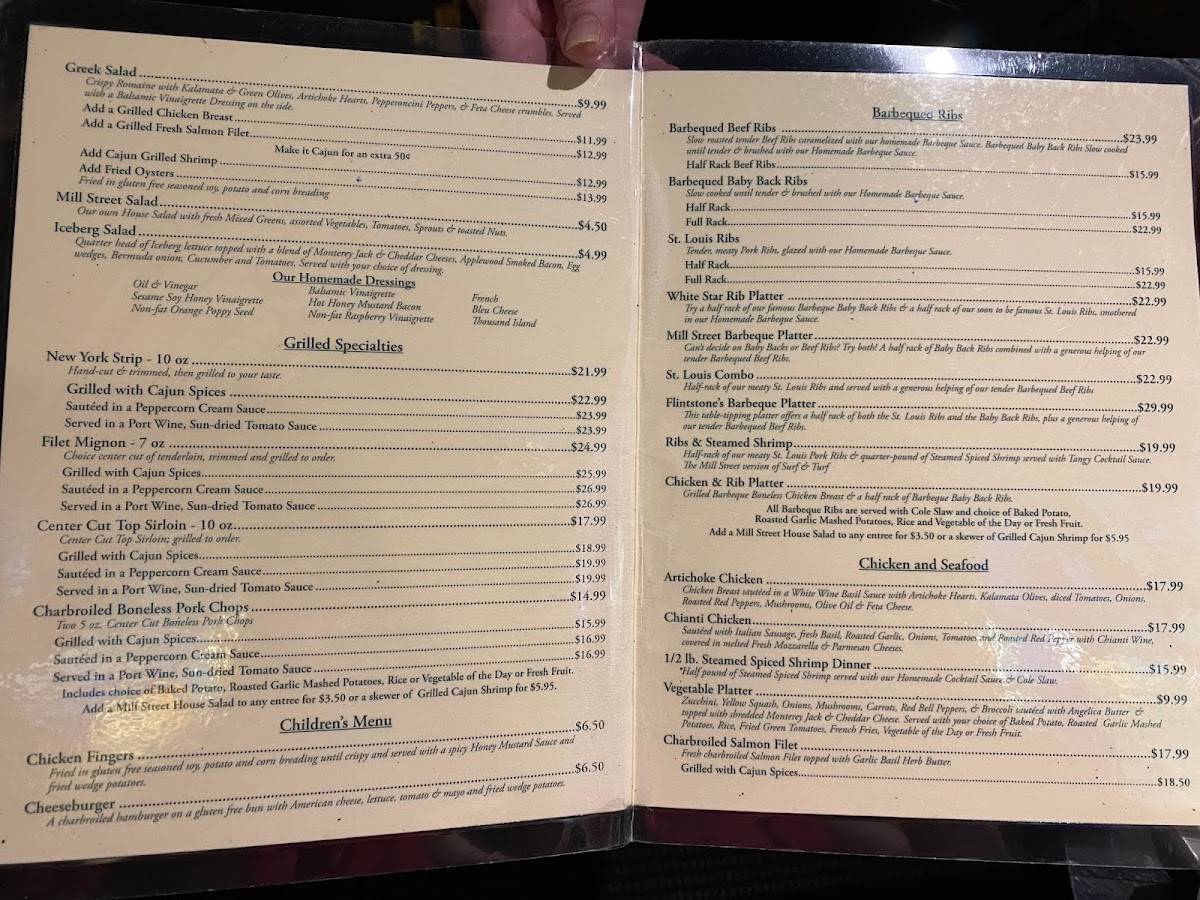 Menu at Mill Street Grill pub & bar, Staunton