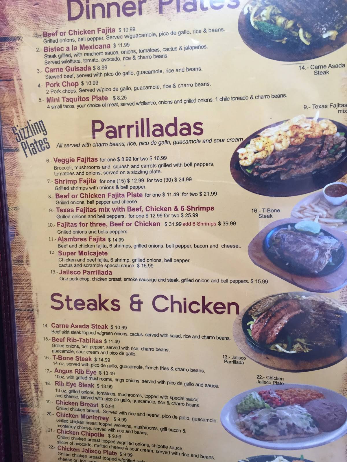 Menu at New Rodeo Mexican Grill restaurant, Gatesville, 309 TX36