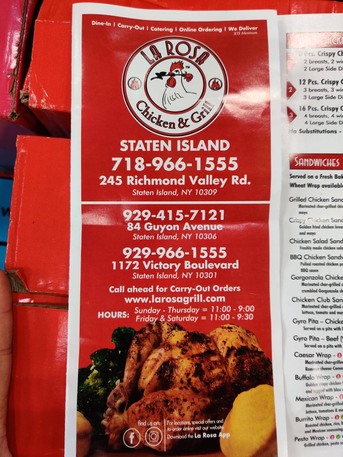 Menu at La Rosa Chicken & Grill Guyon Avenue restaurant, New York