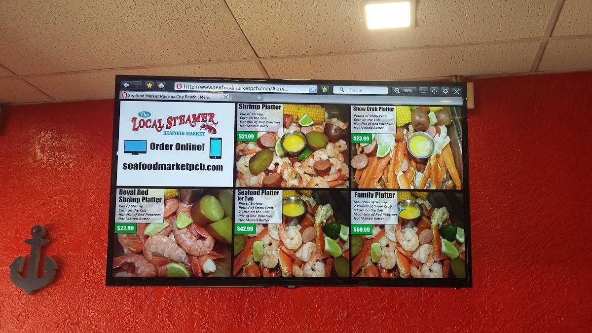 Menu at Local Steamer Seafood Market restaurant, Panama City Beach
