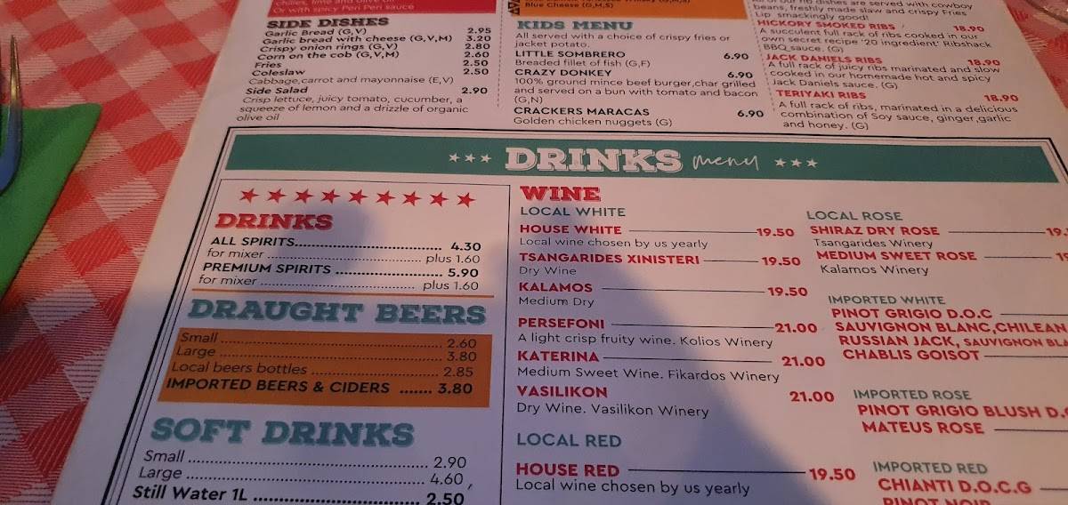Menu at The Rib Shack, Paphos, Poseidonos Ave 65