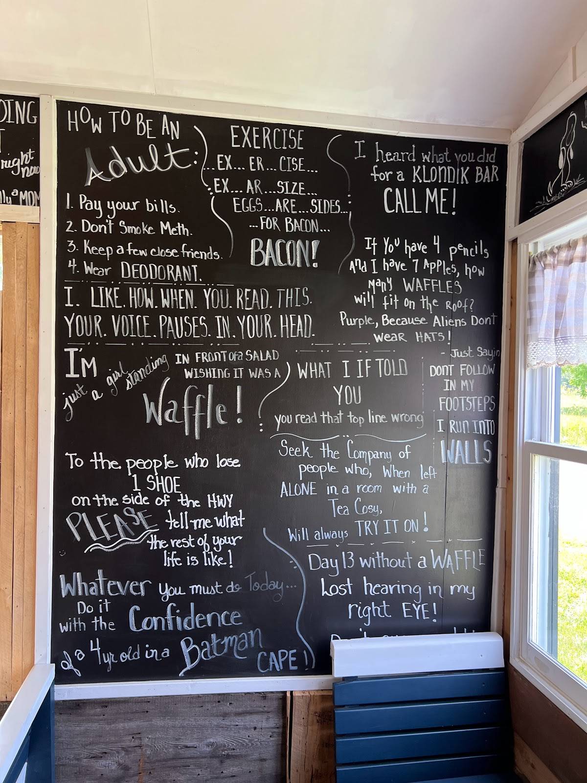 Menu at Peace, Love & Waffles restaurant, Dover-Foxcroft, Bangor Rd