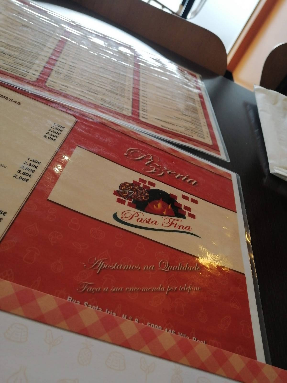 Menu em Pizzaria Pasta Fina Vila Real, Vila Real