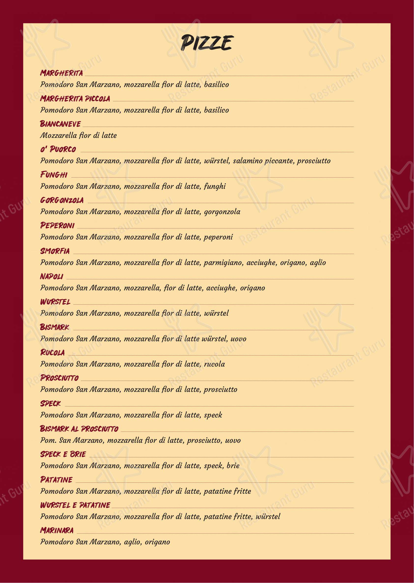 Menu da La Smorfia pizzeria, Venaria Reale