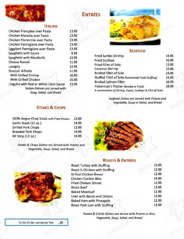 Menu at Port Ewen Diner restaurant, Port Ewen