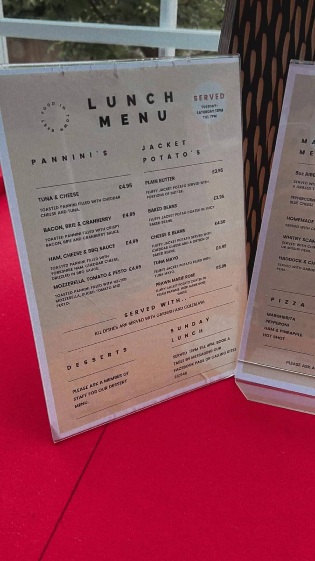 Menu at The Duchess Pub Scarborough, Scarborough