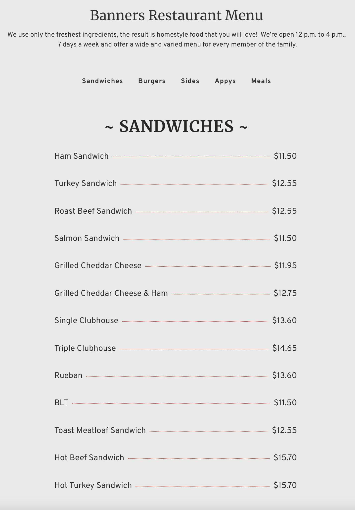 Menu at Banners Restaurant, Campbell River
