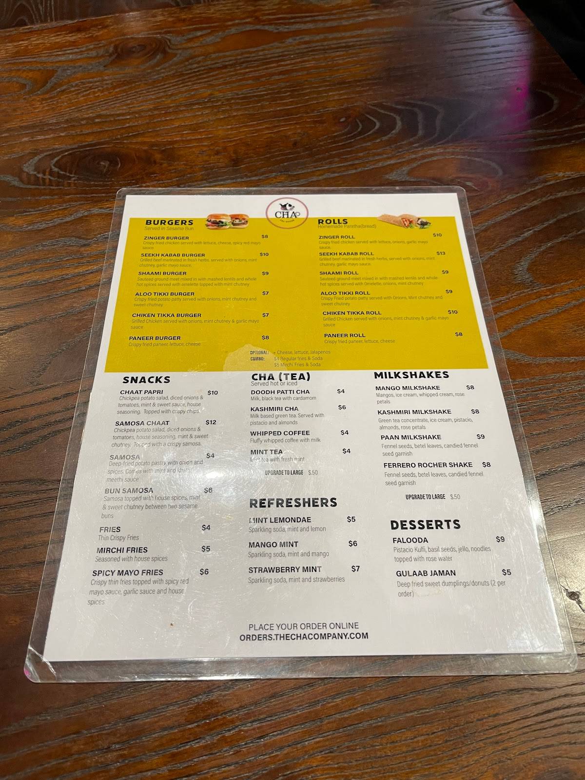 Menu at CHA Street Food (Tysons Corner Mall) restaurant, Tysons