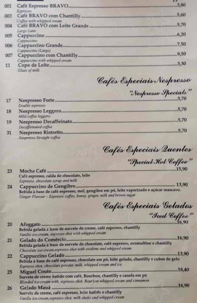 Café Girondino cardápio