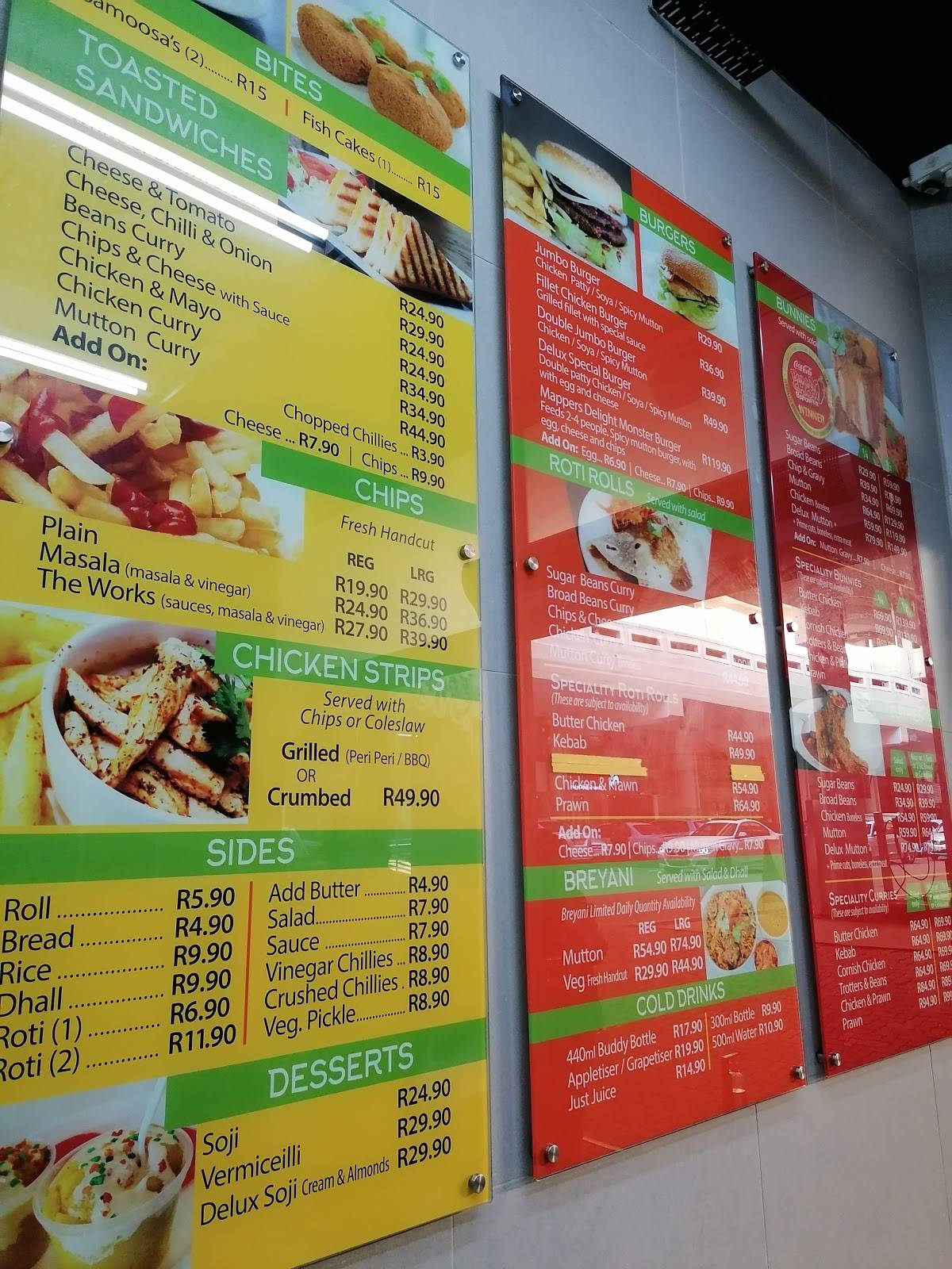 Menu at CaneCutters Umhlanga restaurant, Durban, 70 Horizon Views