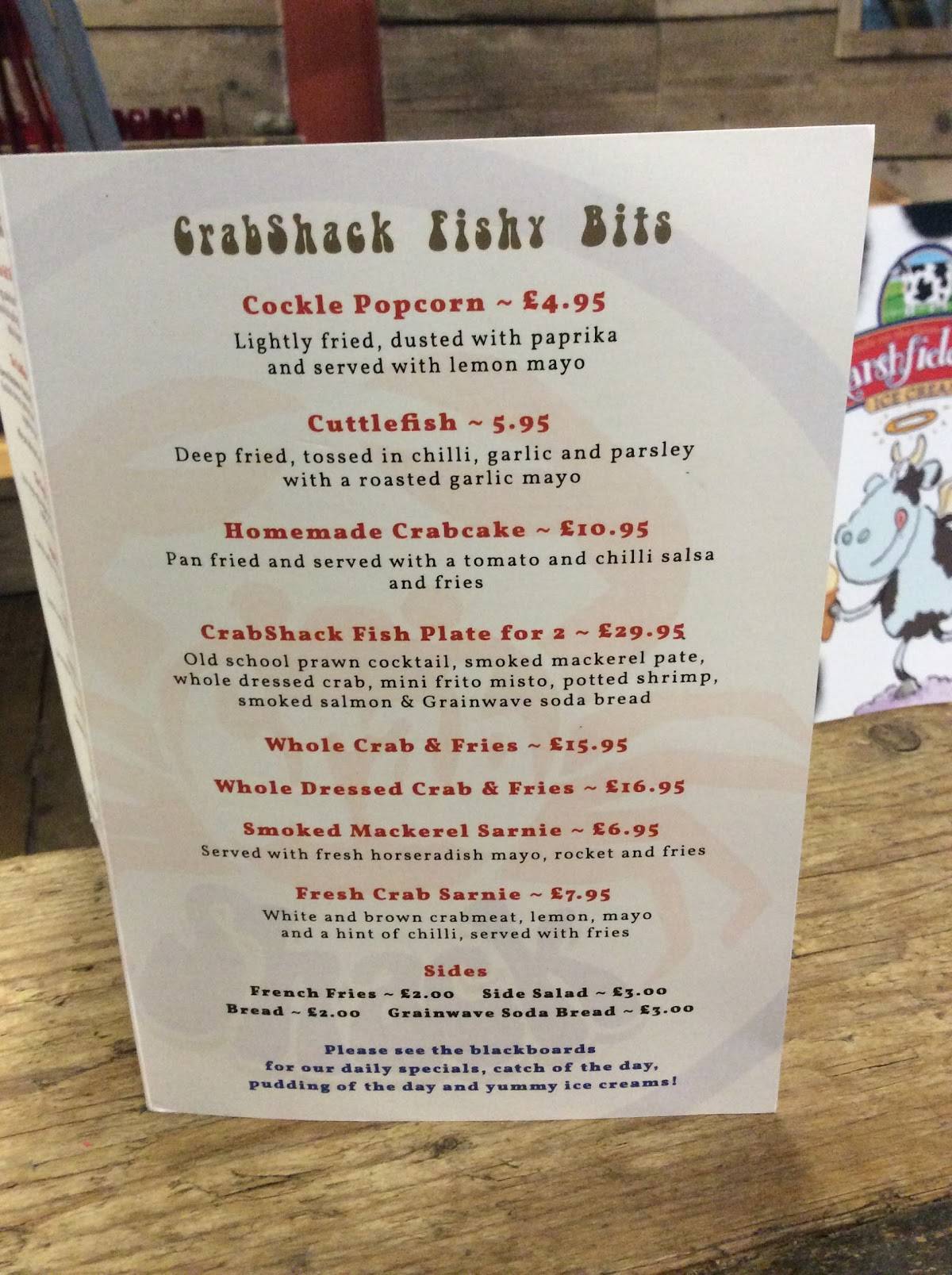 Menu at CrabShack restaurant, Worthing