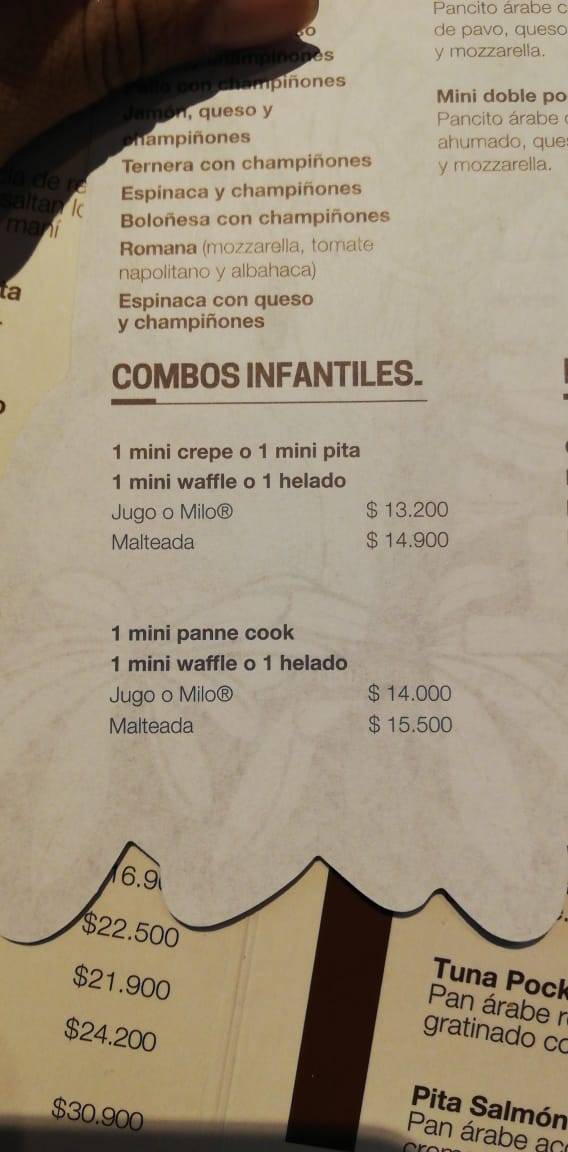 Carta del restaurante Crepes & Waffles Centro Comercial Ventura