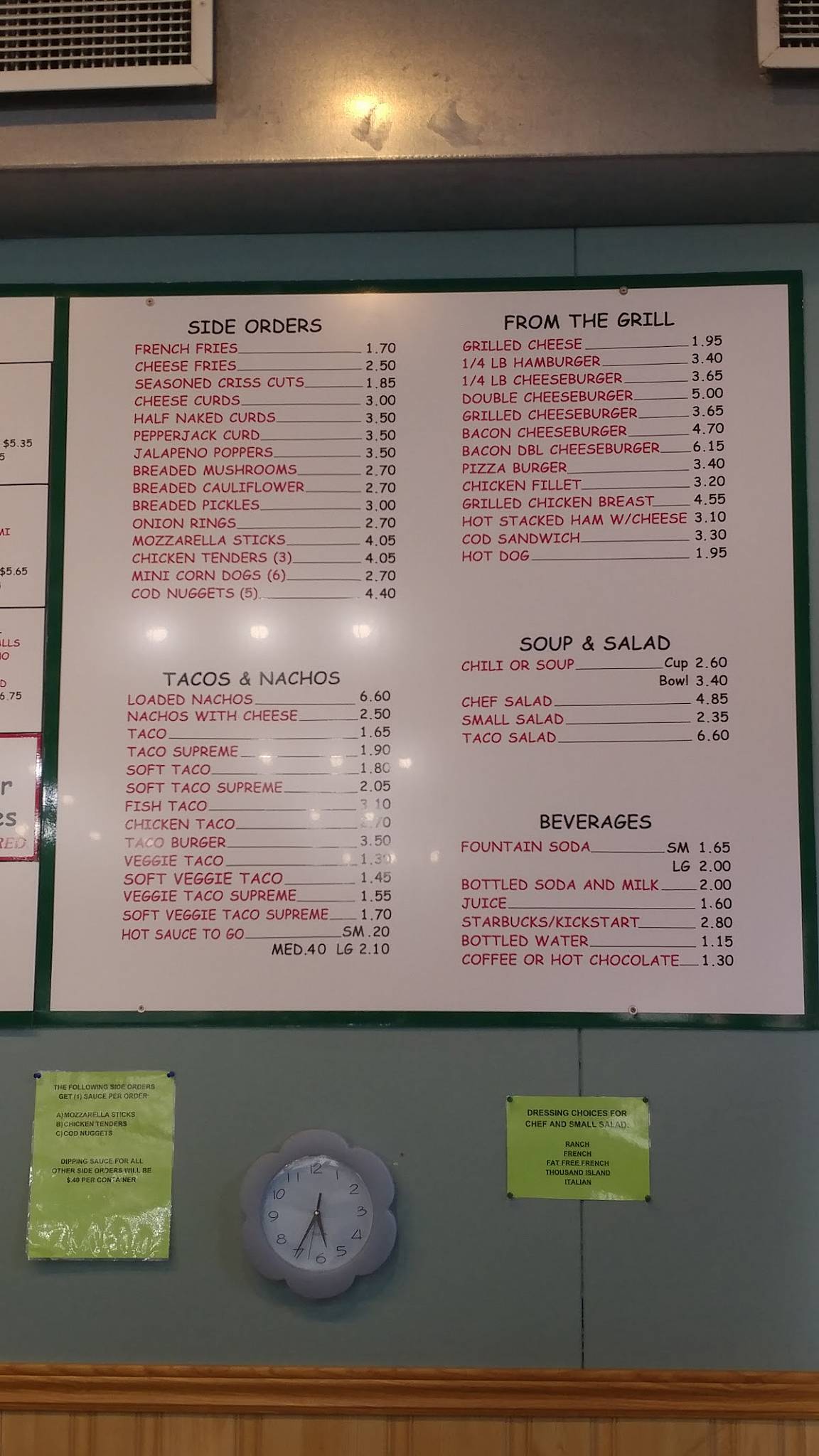 Menu at Downtown Sandwich & Ice Cream restaurant, Menominee