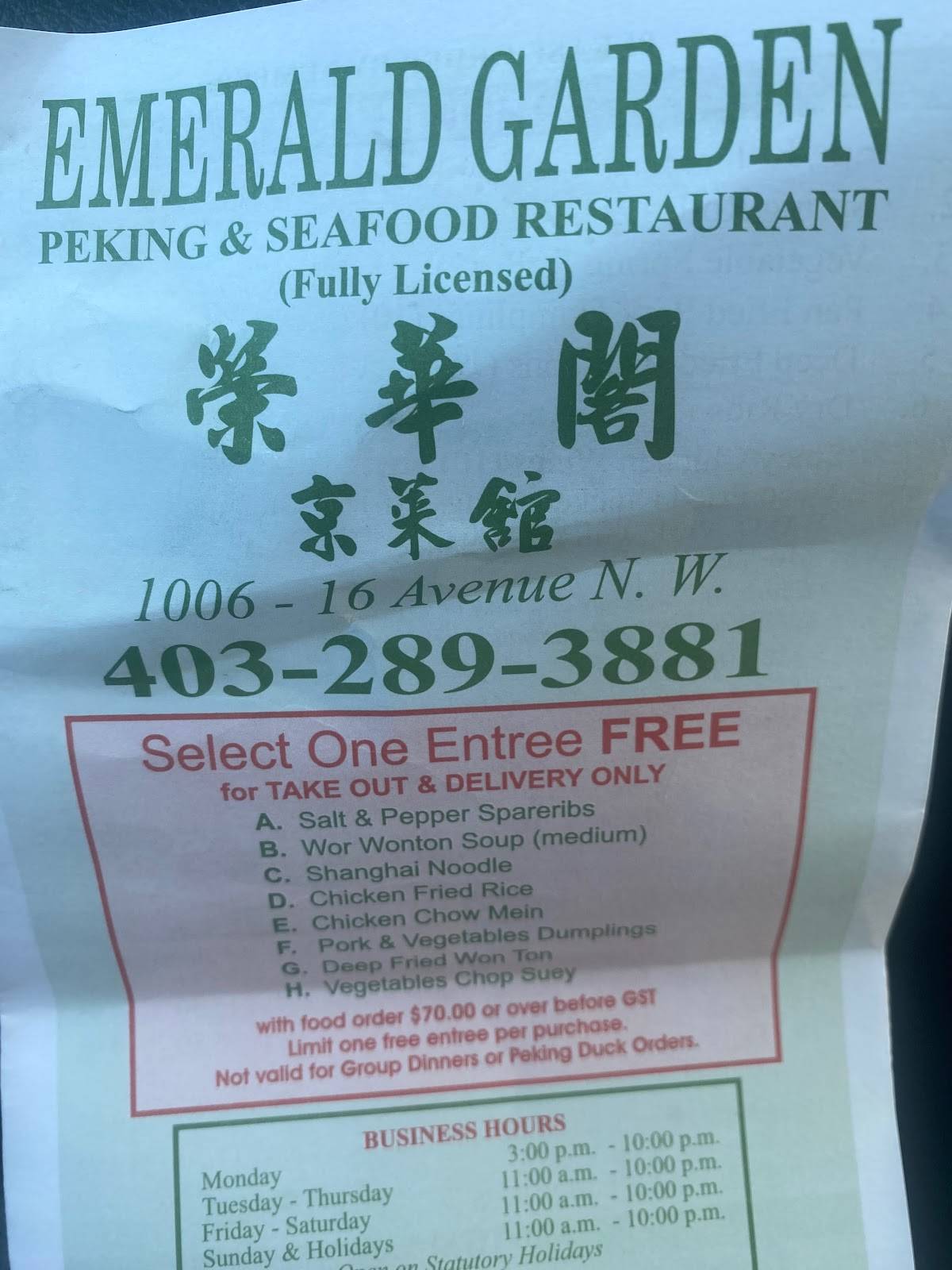 Menu At Emerald Garden Restaurant Calgary