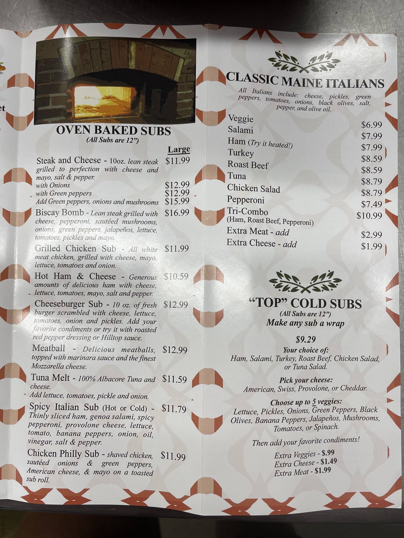 Menu at Hilltop Stop restaurant, Damariscotta