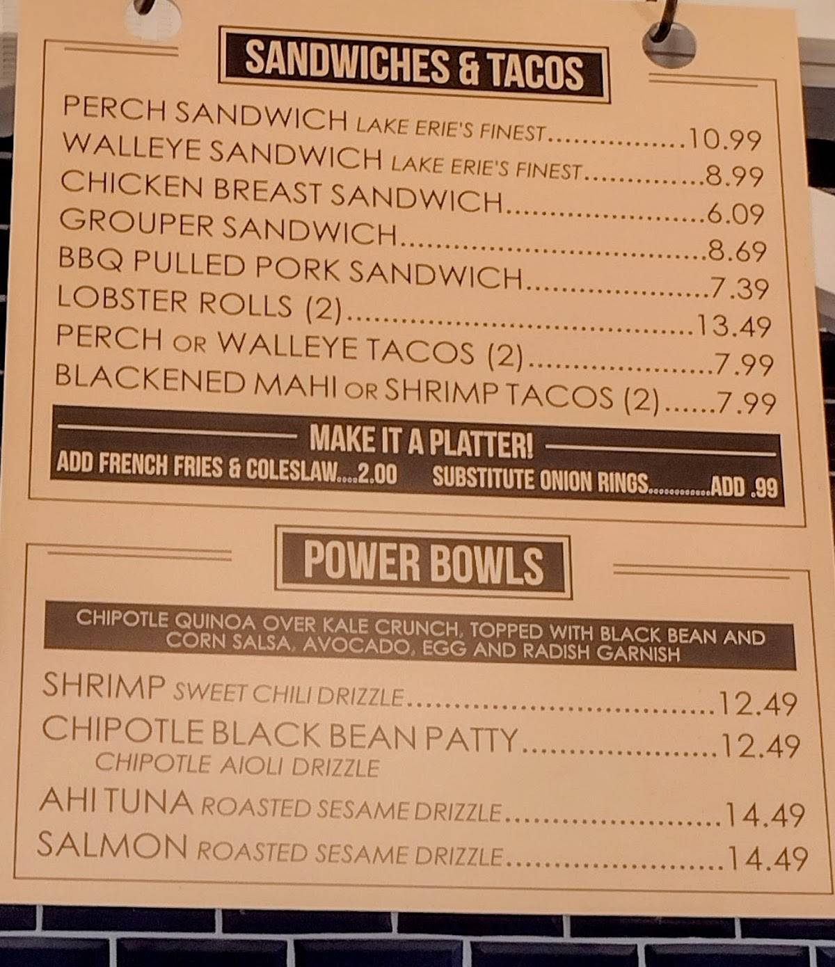 Menu at Jolly Rogers Seafood House restaurant, Port Clinton