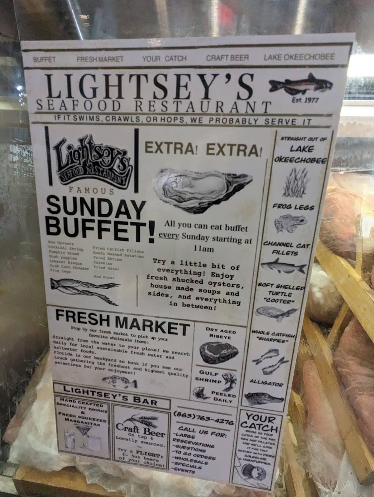 Menu at Lightsey's Seafood Restaurant, Okeechobee, S Parrott Ave