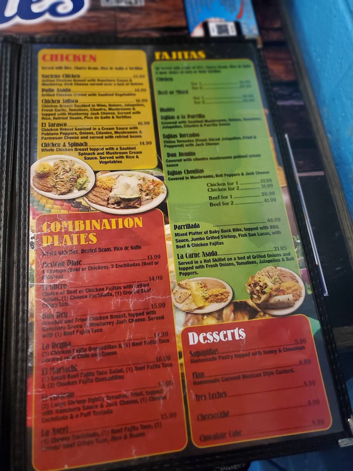 Menu at Los Comales restaurant, Rockport