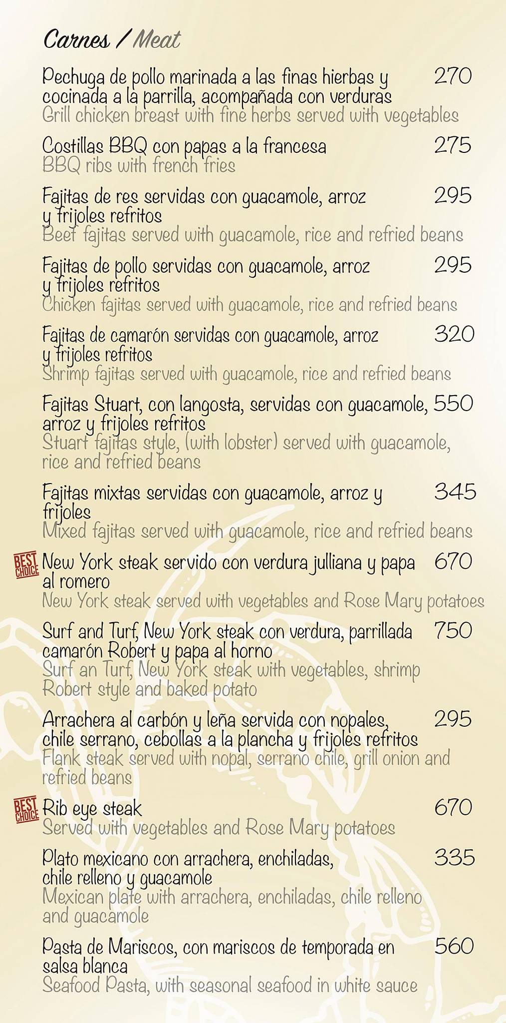 Menu at Martini en Fuego Grill Restaurant, Puerto Vallarta