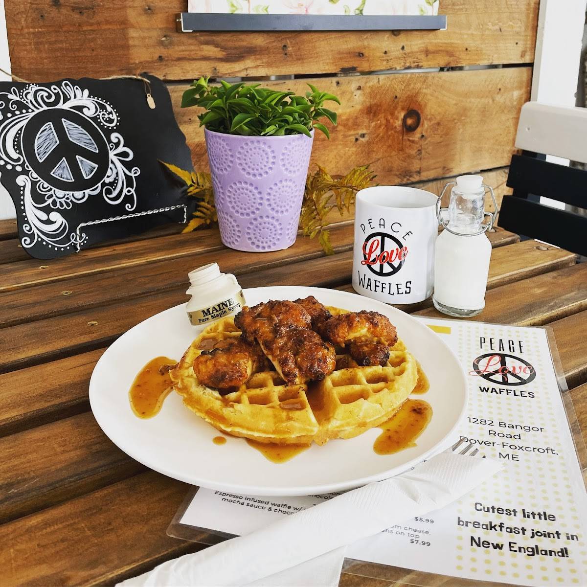 Menu at Peace, Love & Waffles restaurant, DoverFoxcroft, Bangor Rd