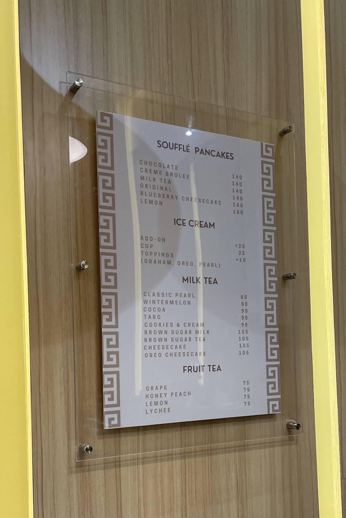 Menu at Puffy's Souffle Pancake restaurant, Quezon City, J27Q+R23