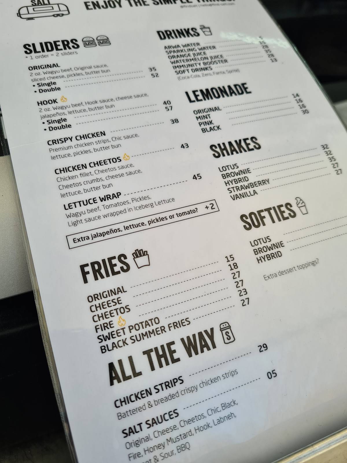 Menu at SALT KITE BEACH restaurant, Dubai, Kite Beach 2C St