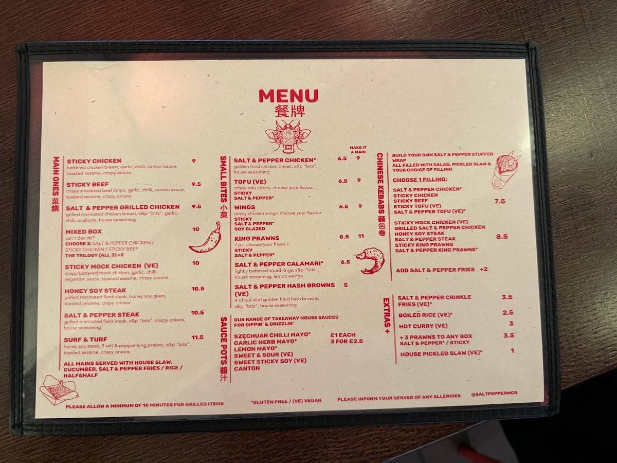 Menu at Salt & Pepper restaurant, Manchester, 6062 High St