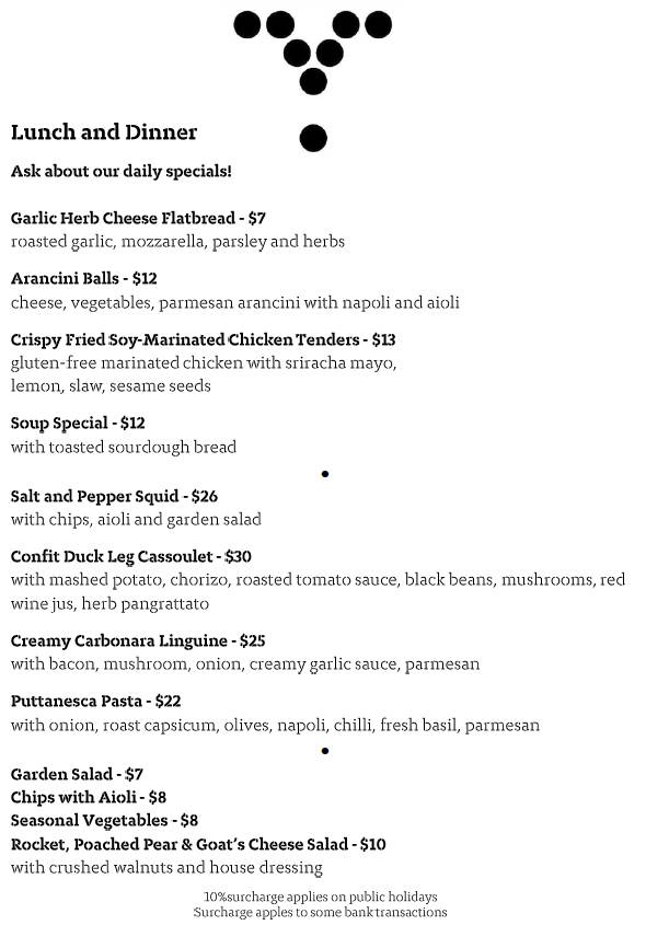 Menu at Tamar Valley Wine Centre restaurant, Exeter