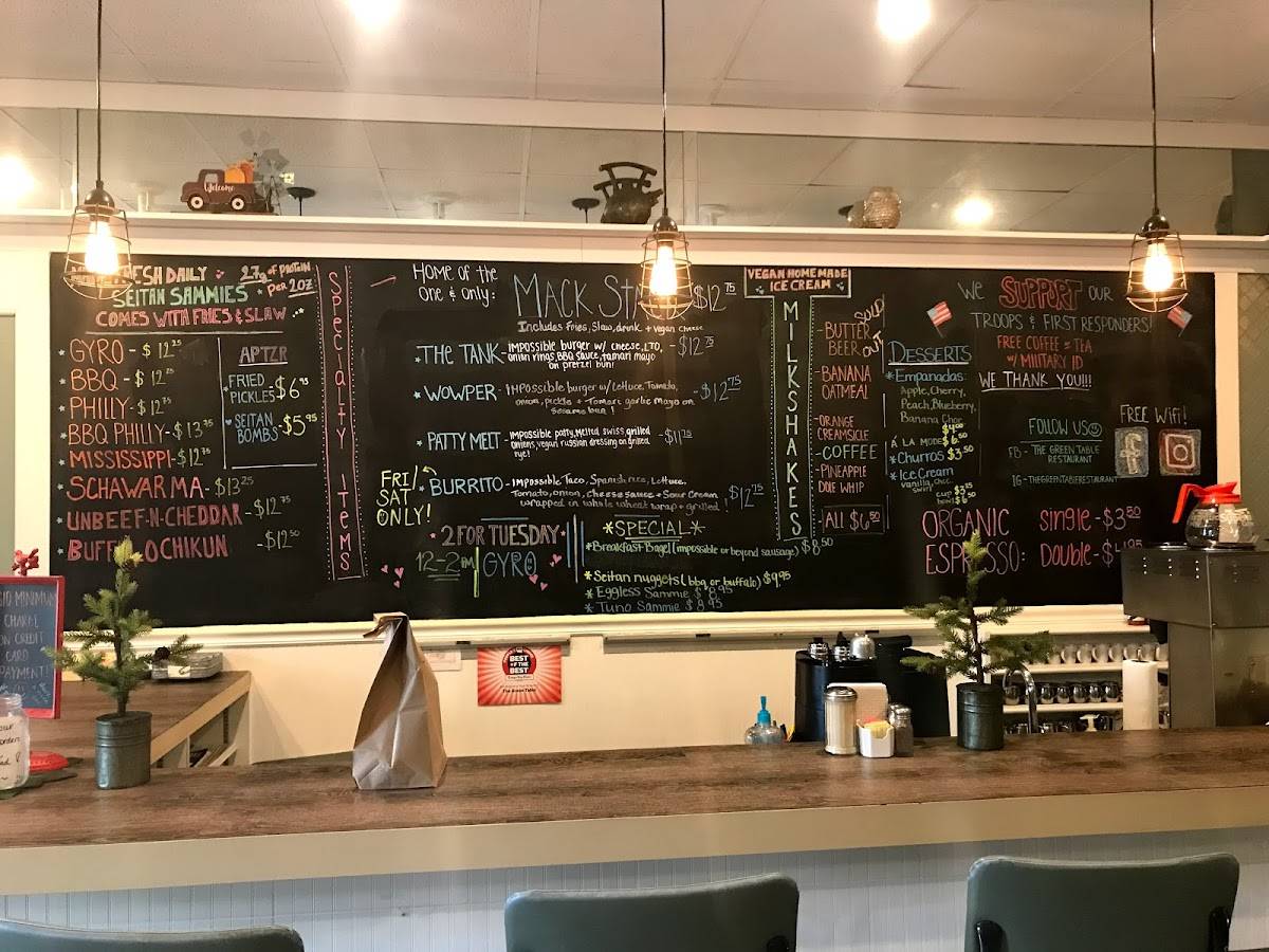 Menu at The Green Table restaurant, Palm Harbor