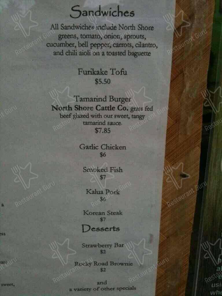 Menu at Uahi Island Grill restaurant, Kailua, 33 Aulike St