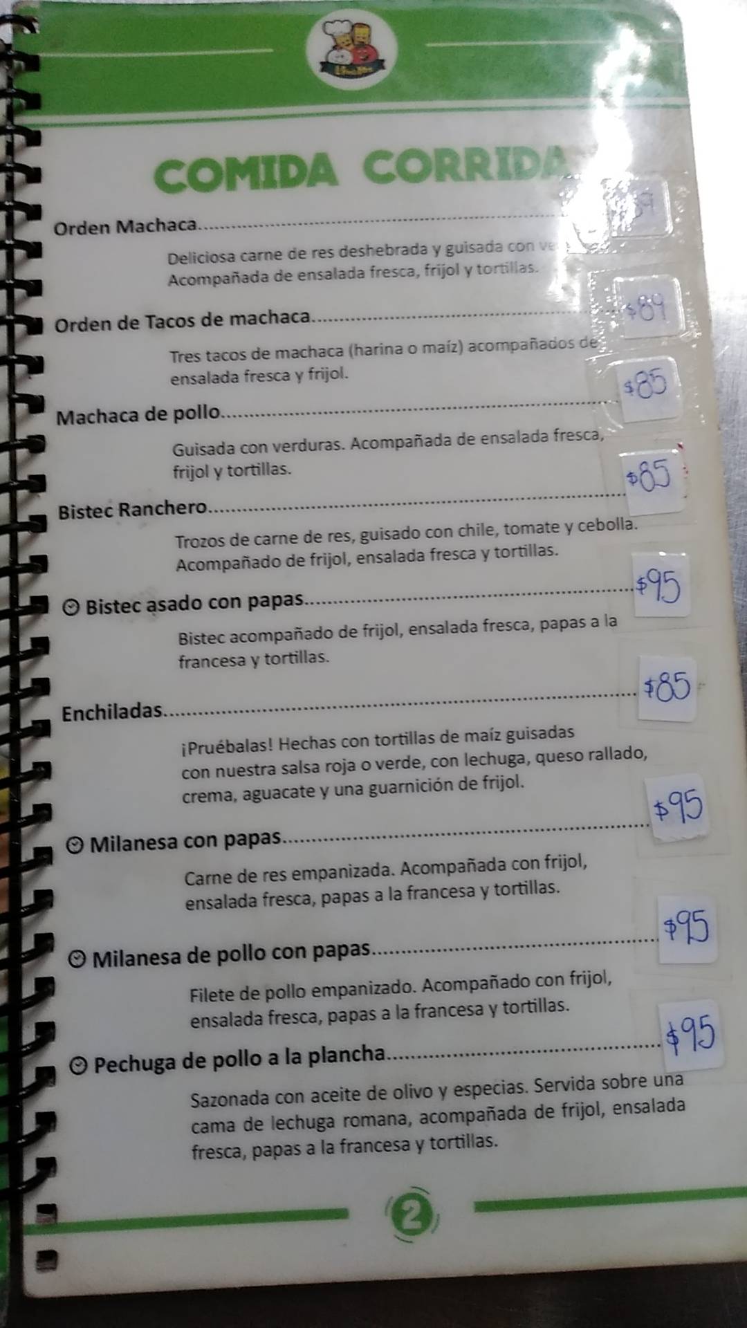 Carta de Restaurante La Flauta de Oro, Mexicali