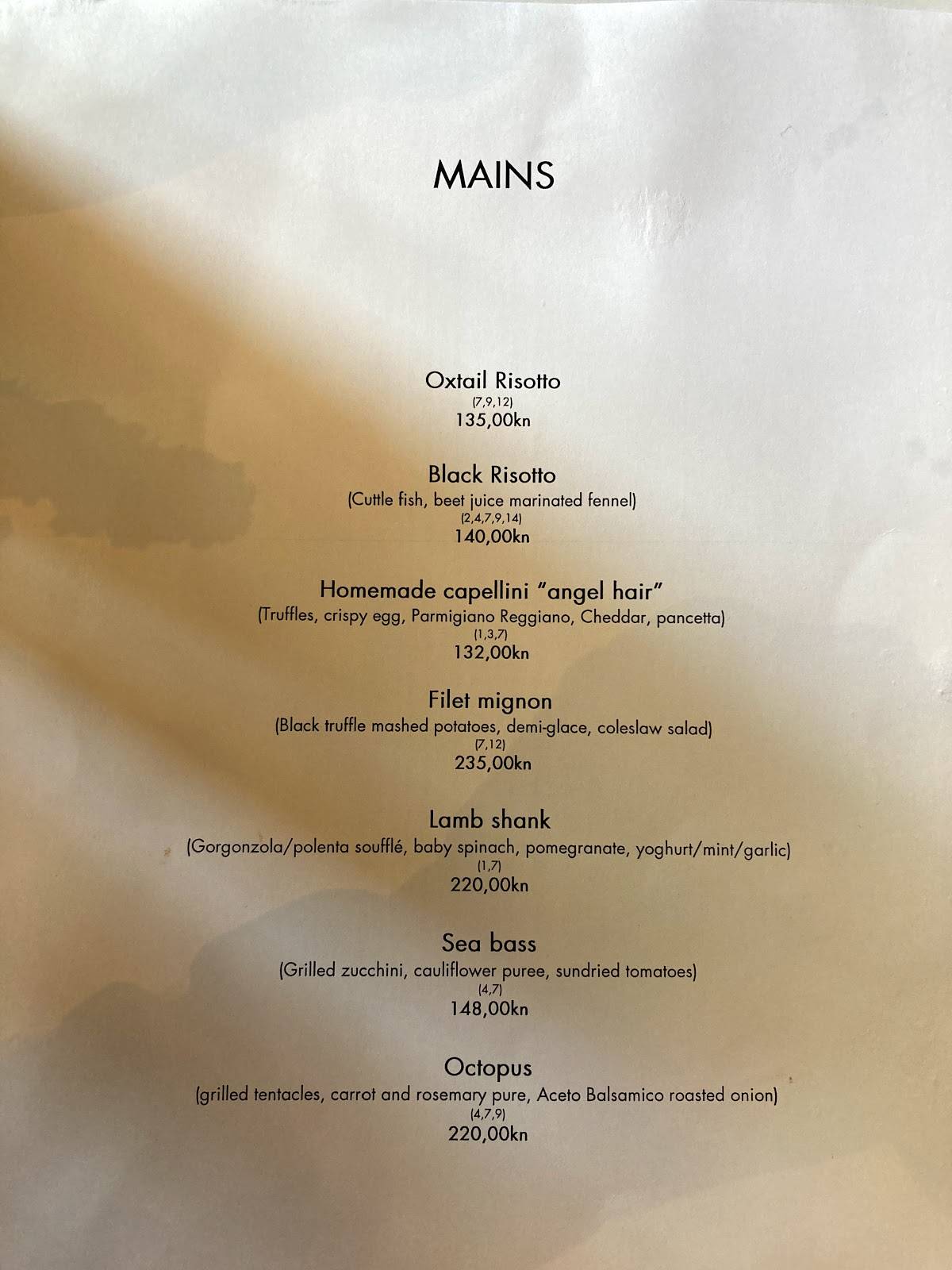 Menu at Bokeria Kitchen & Wine restaurant, Split
