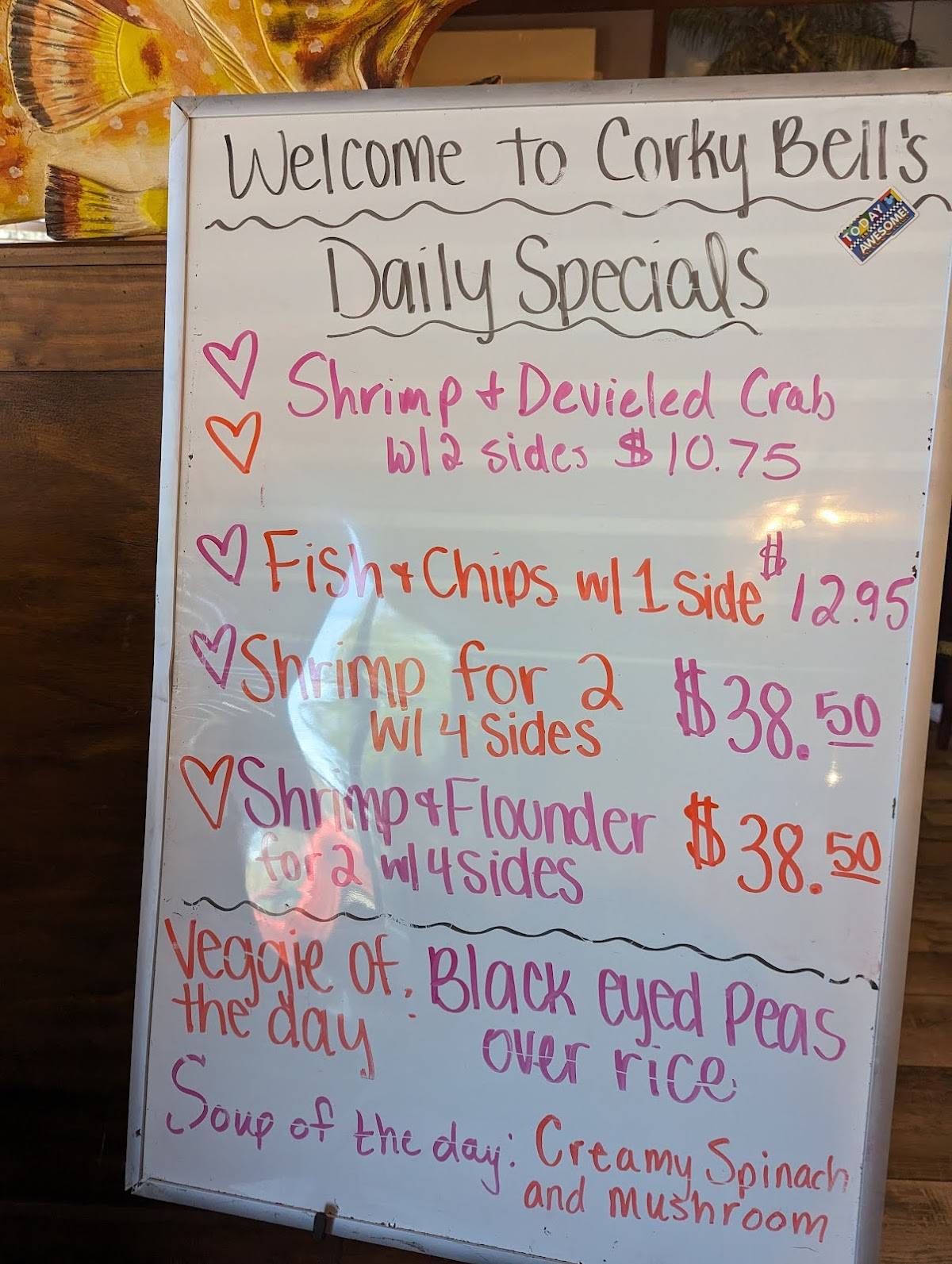 Menu at Corky Bell's Seafood & Steaks steakhouse, Fleming Island