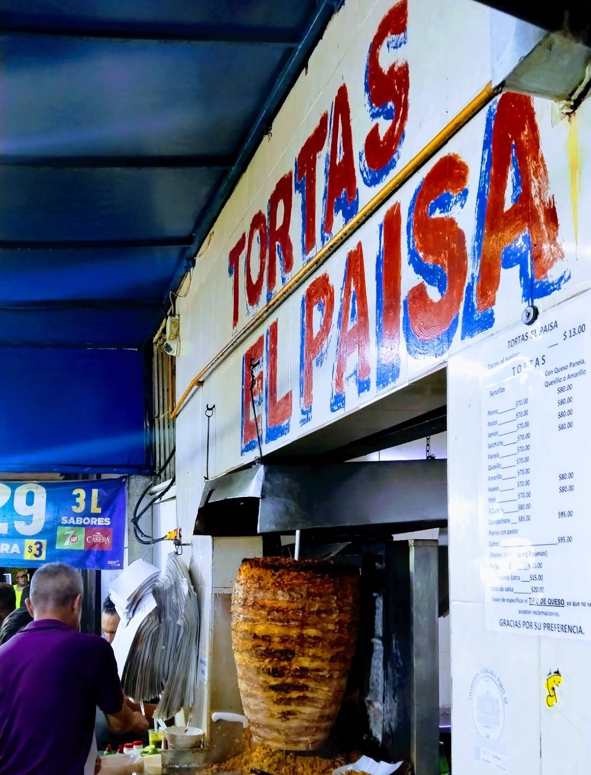 Carta de parrilla Tortas El Paisa, Ciudad de México, La Coruña 302