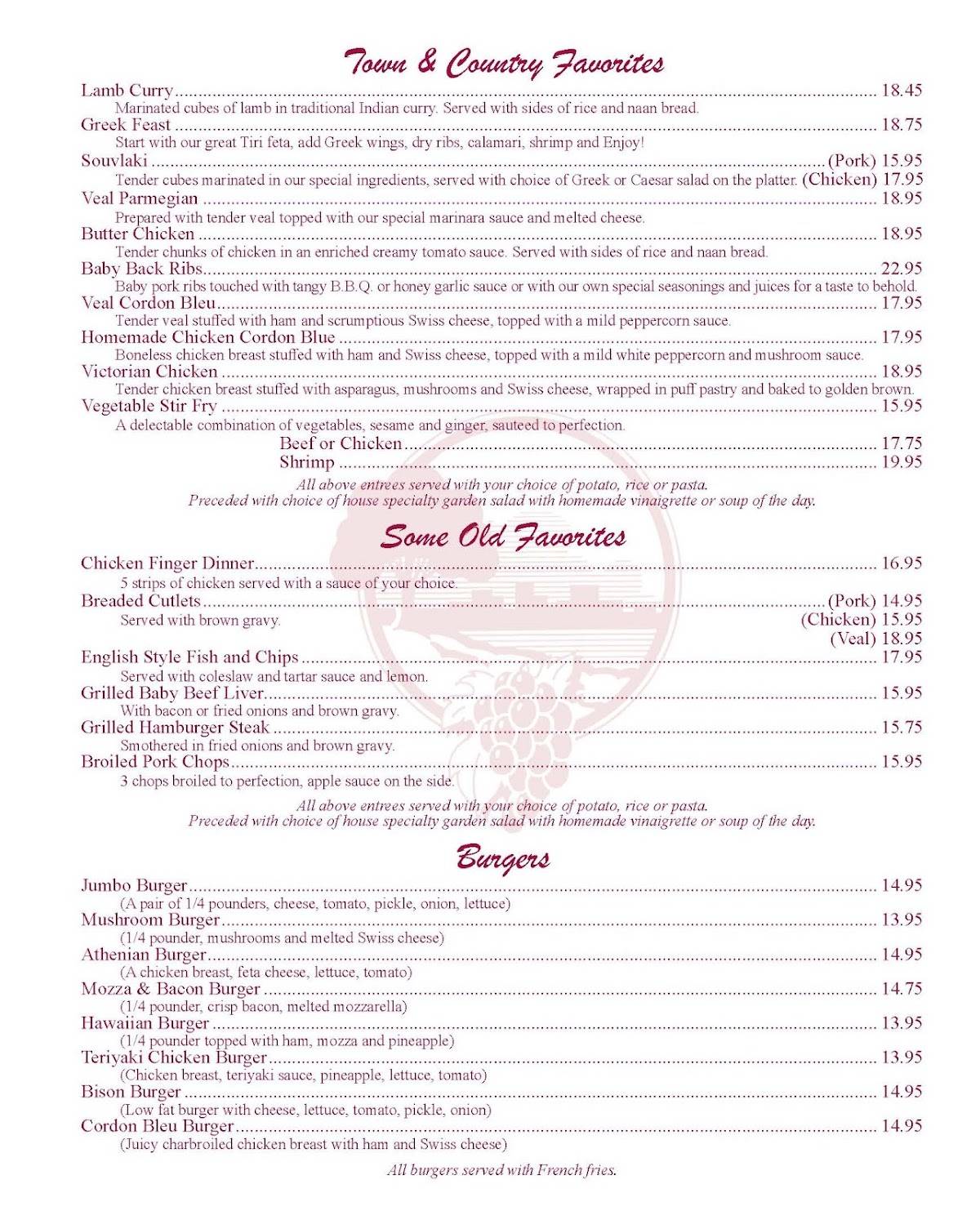 Menu at T & C Family Restaurant, Dallas Pizza, Weyburn