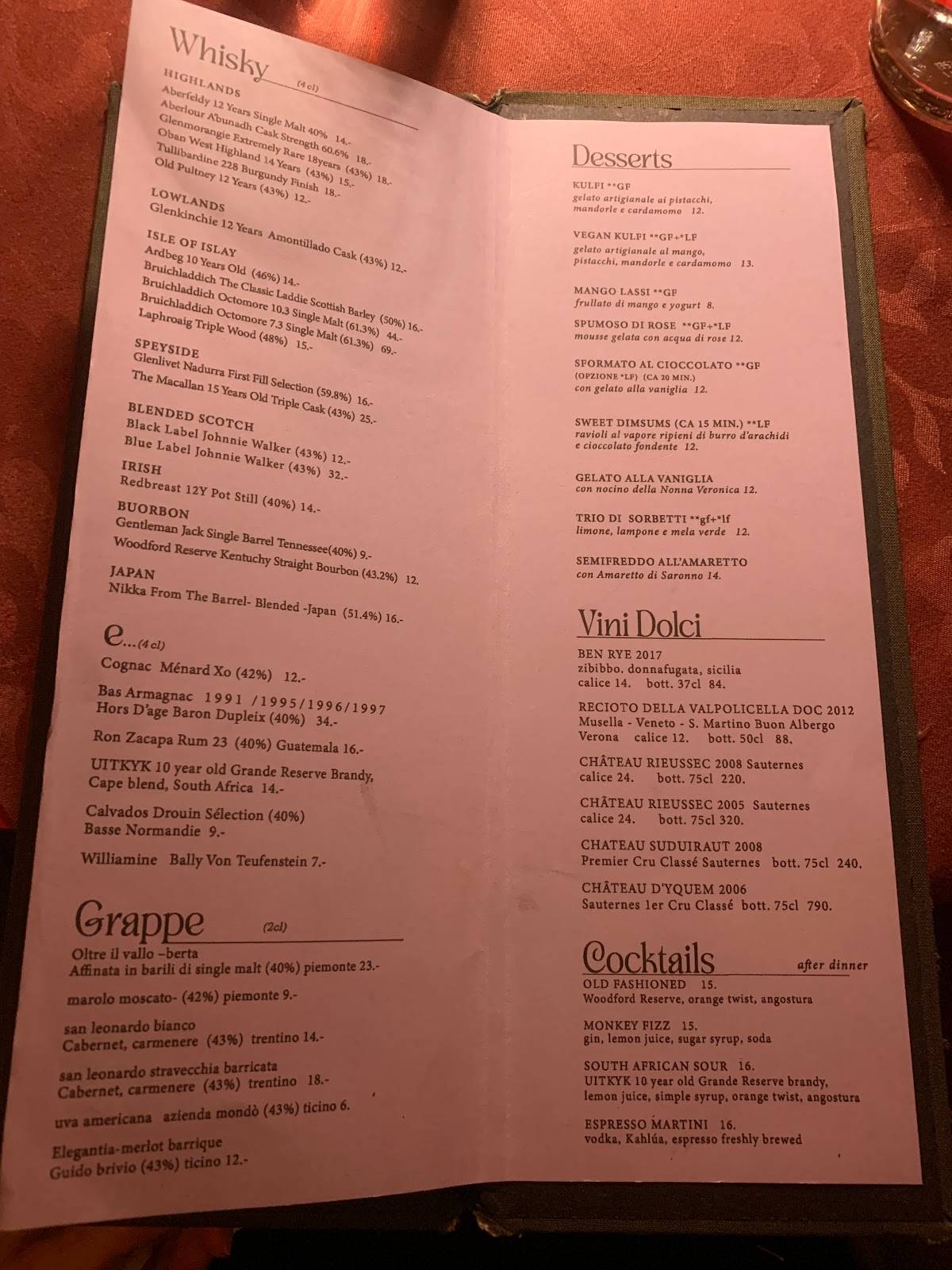 Menu da Tabla, Indian & Asian Cuisines, Collina d'Oro