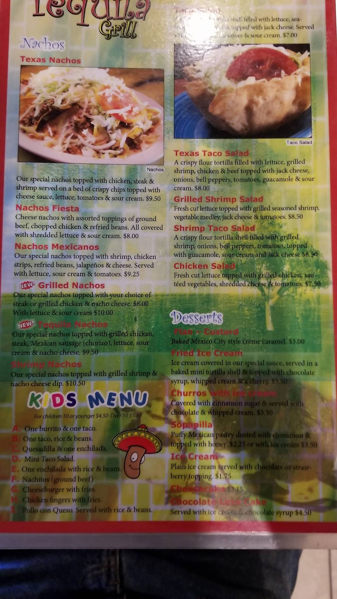 Menu at Tequila Grill Kalona restaurant, Kalona