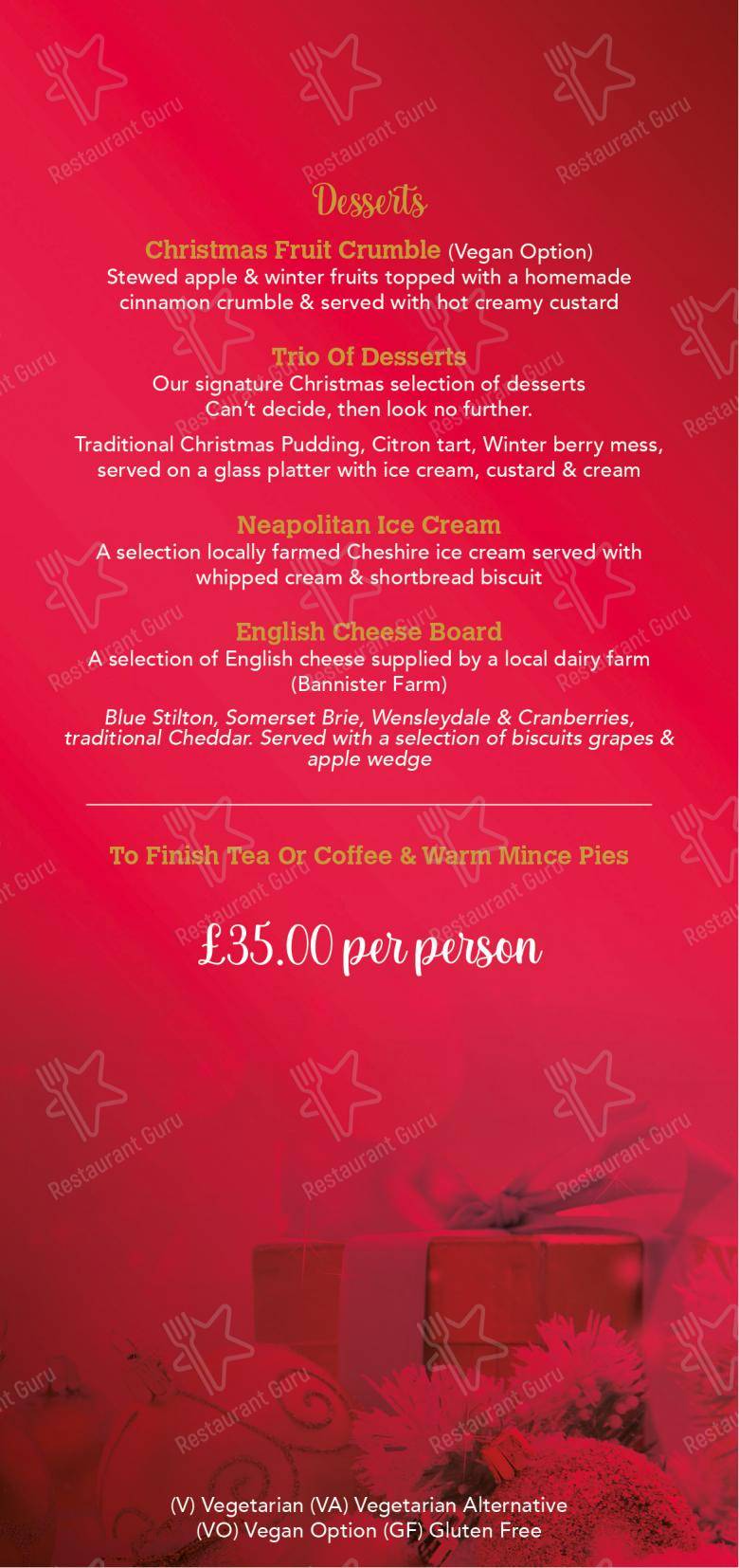 Menu at The Boars Head pub & bar, Wigan