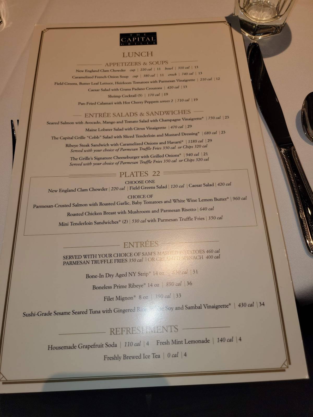 Menu at The Capital Grille pub & bar, Parsippany-Troy Hills, 10 Dryden Way